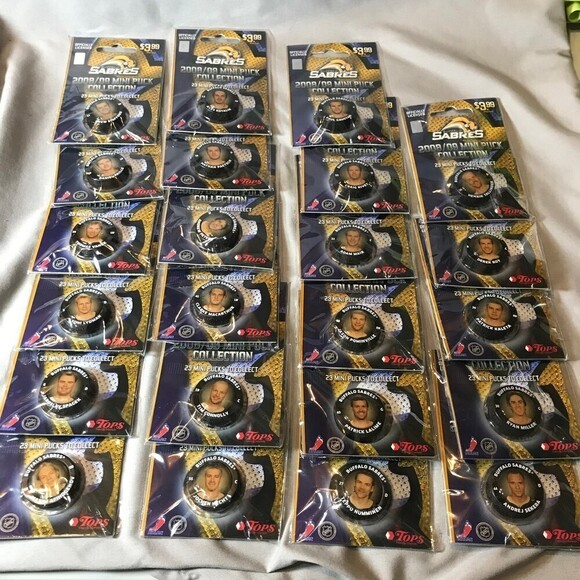 NHL Buffalo Sabres Complete Set of 23 Mini Pucks 2008 / 2009 - Picture 1 of 8